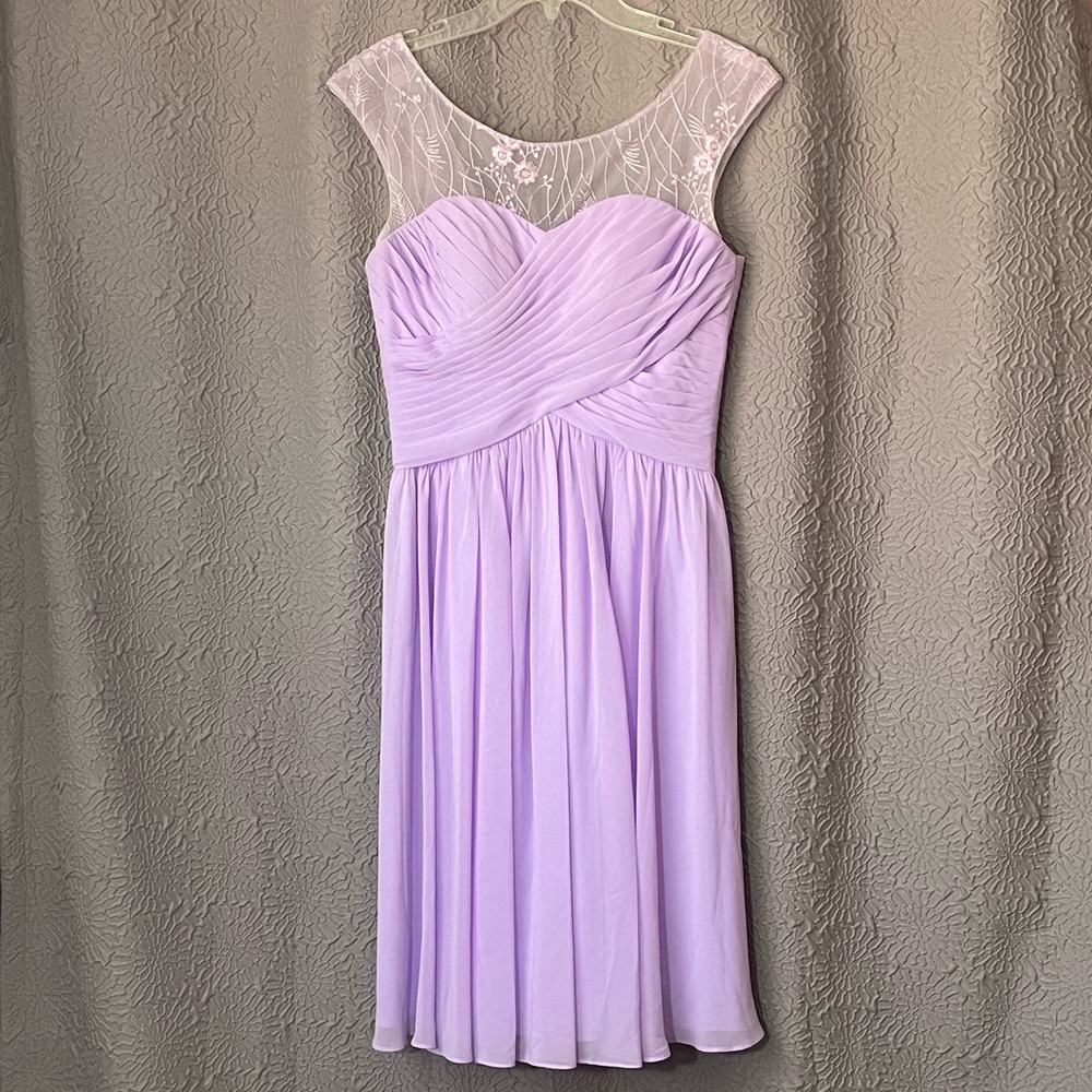 Azazie Lilac Sheer Drape Dress
